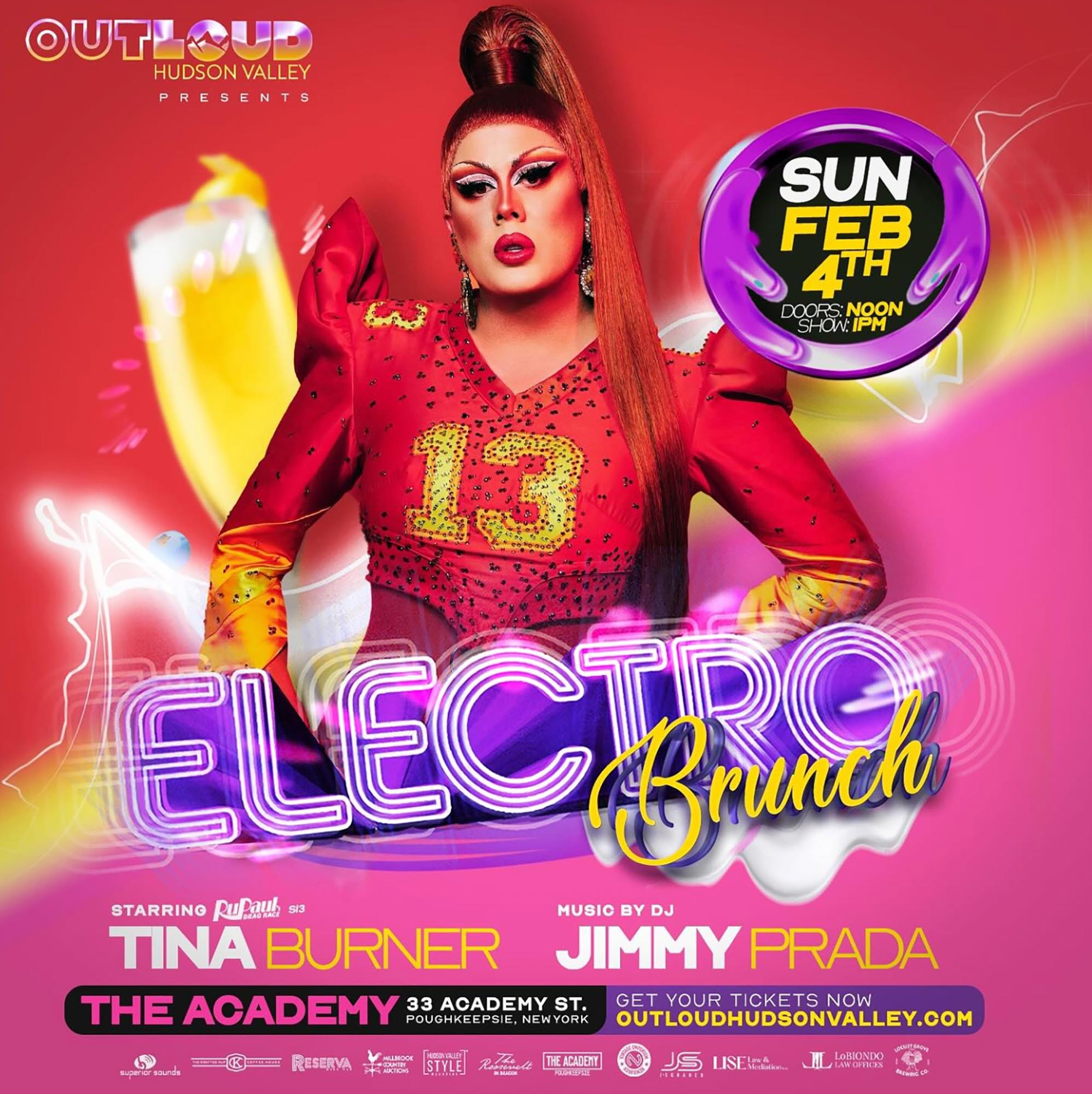 Sparkles and Brunch: Don't Miss Tina Burner's Electro Drag Brunch in Poughkeepsie! – Things to do in Hudson Valley – Presented by Out Loud Hudson Valley